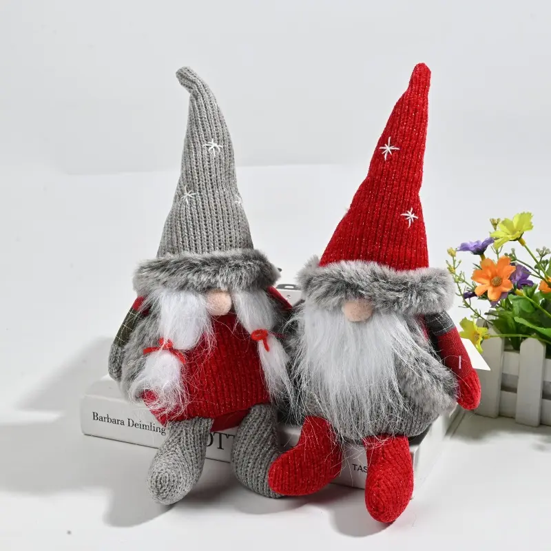 China Cozy Knit Christmas Gnomes | Red & Grey Holiday Decor for Gifting Manufacturer, Manufacturers