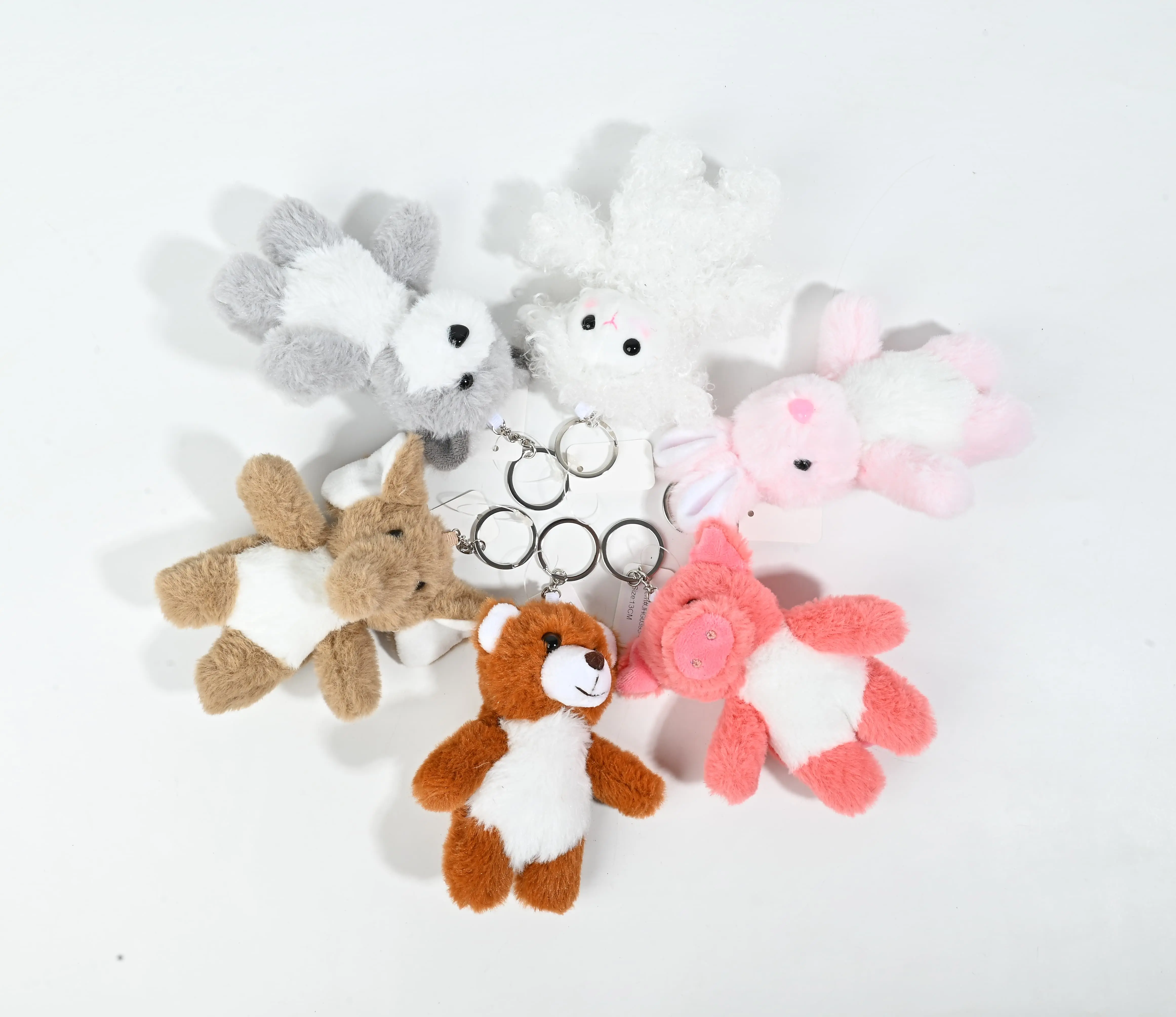 Wholesale Fan-Favorite Mini Fluffy Plush Animal Keychain Set - 6-Pack Pocket-Sized Cuddly Charms for Bags & Gifts Manufacturer, Manufacturers