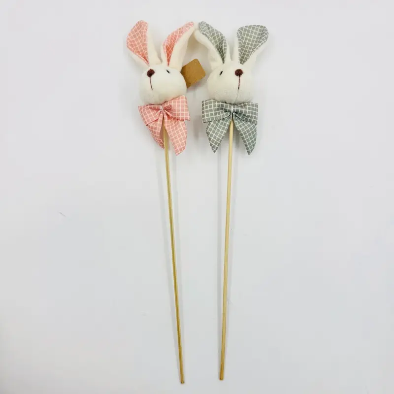 Wholesale Adorable Polka Dot & Plaid Bunny Picks: Fluffy Easter Decor Sticks Manufacturer, Supplier