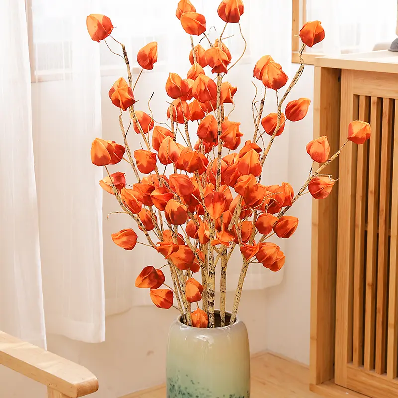 Wholesale 95cm\37inch Wedding Simulation Lantern Flower artificial Lantern Fruit Wholesale Faux Flowers Real Touch Lantern Flowers Valentine Fruit for Photography Decoration Props Flowers Manufacturers, Supplier