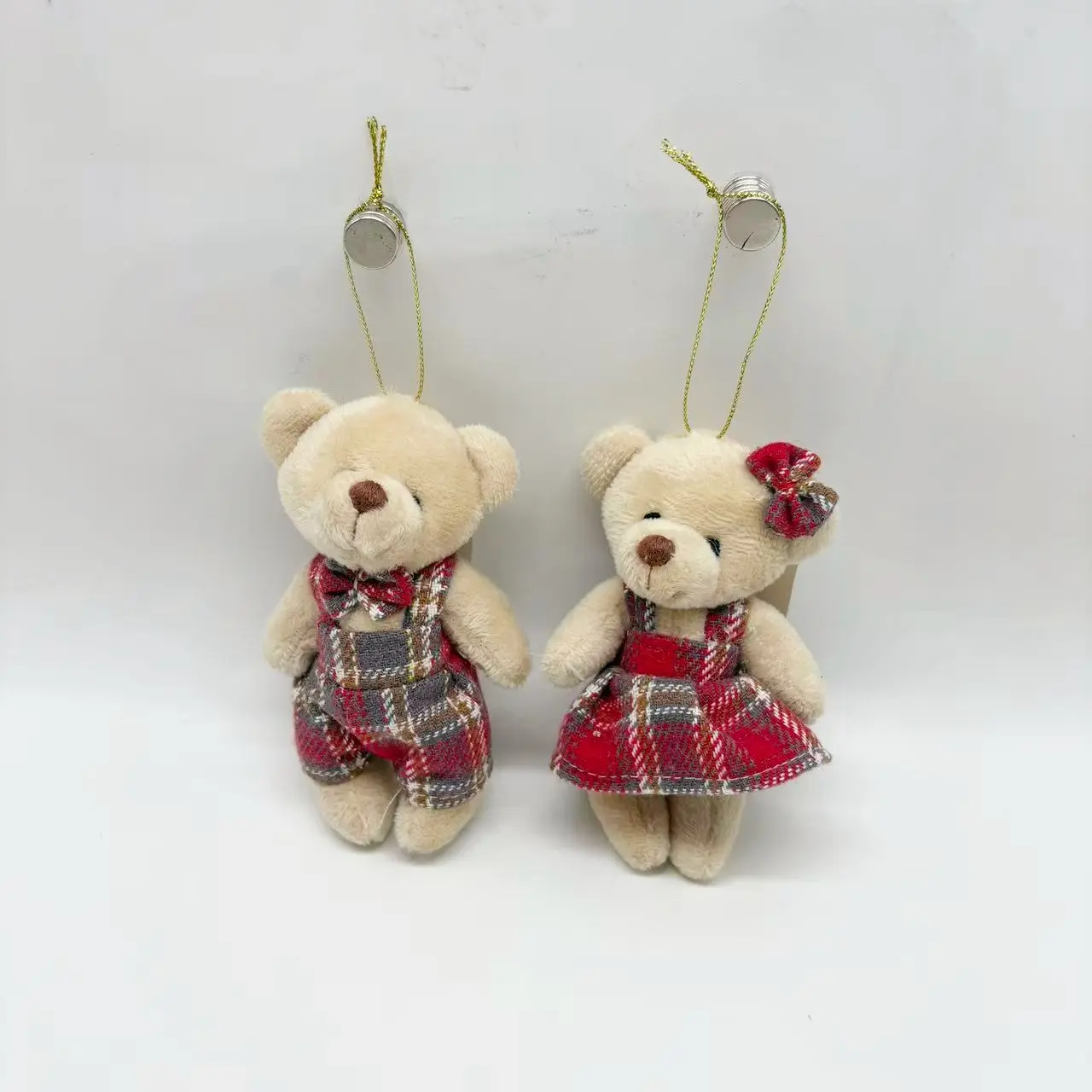 China Plaid Outfit Couple Teddy Bear Plush Hanging Ornaments Factory, Factories