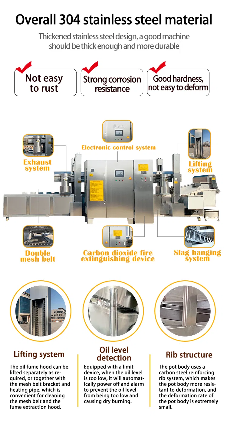 Máquina de Fritura Automática Equipamento Comercial Fritadeira Contínua