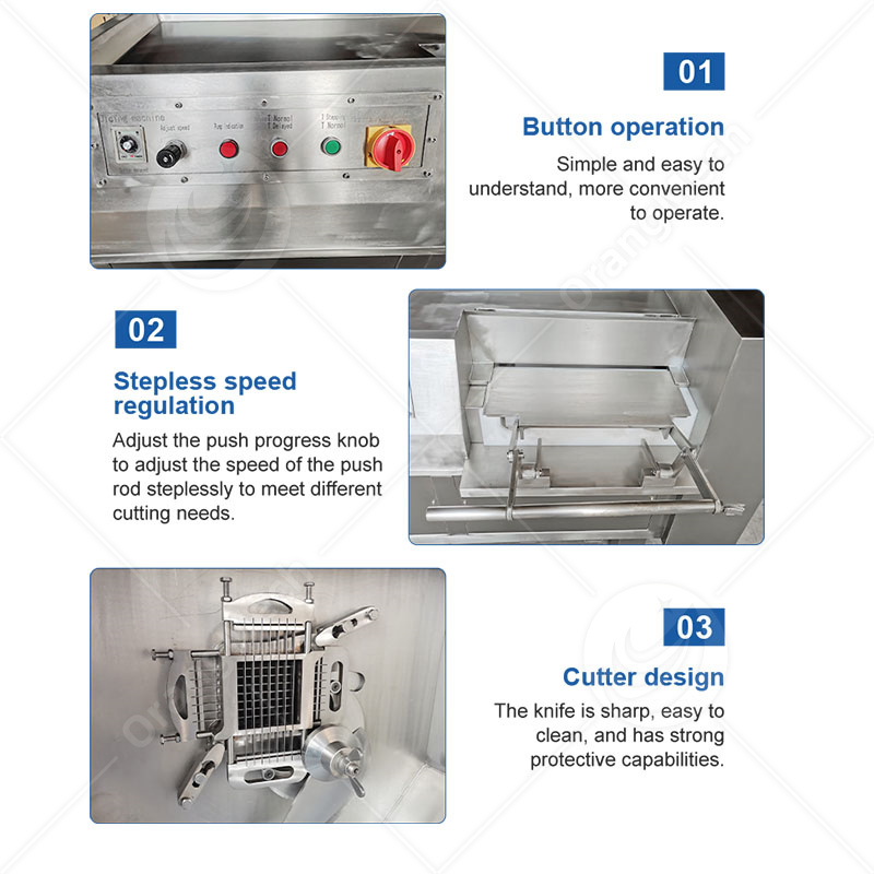 Máquina de corte e picar industrial em aço inoxidável para frutas, vegetais, carne, carne congelada, carne bovina, coco, batata, bacon, peixe e tofu