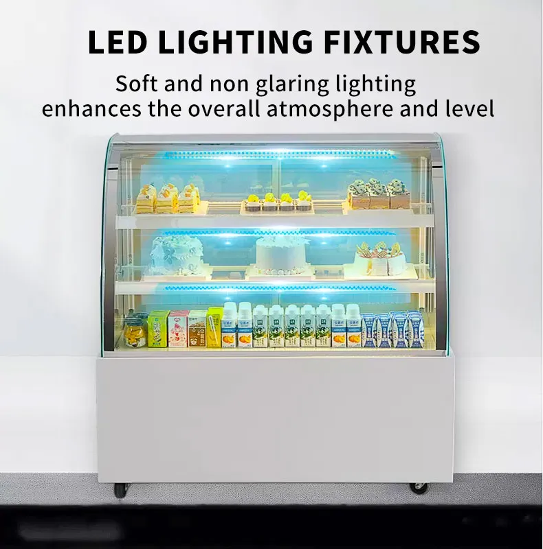 Refrigerador Congelador Comercial de Múltiplas Zonas para Bolos, Delicatessen, Sushi e Frutas Tropicais