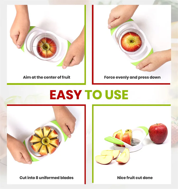 Cortador de Ovos Multifuncional de Cozinha Cortador de Frutas de Aço Inoxidável para Maçã, Manga e Legumes