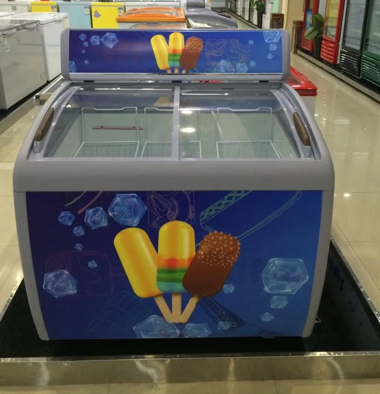 Preço do Freezer de Baú com Porta de Vidro para Exibição Comercial por Atacado
