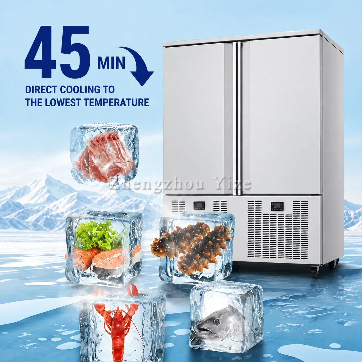Máquina de Congelador Comercial e Chiller Rápido para a Indústria de Processamento de Alimentos