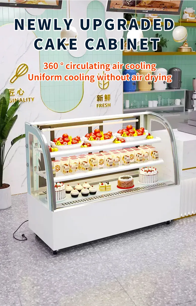Refrigerador Congelador Comercial de Múltiplas Zonas para Bolos, Delicatessen, Sushi e Frutas Tropicais