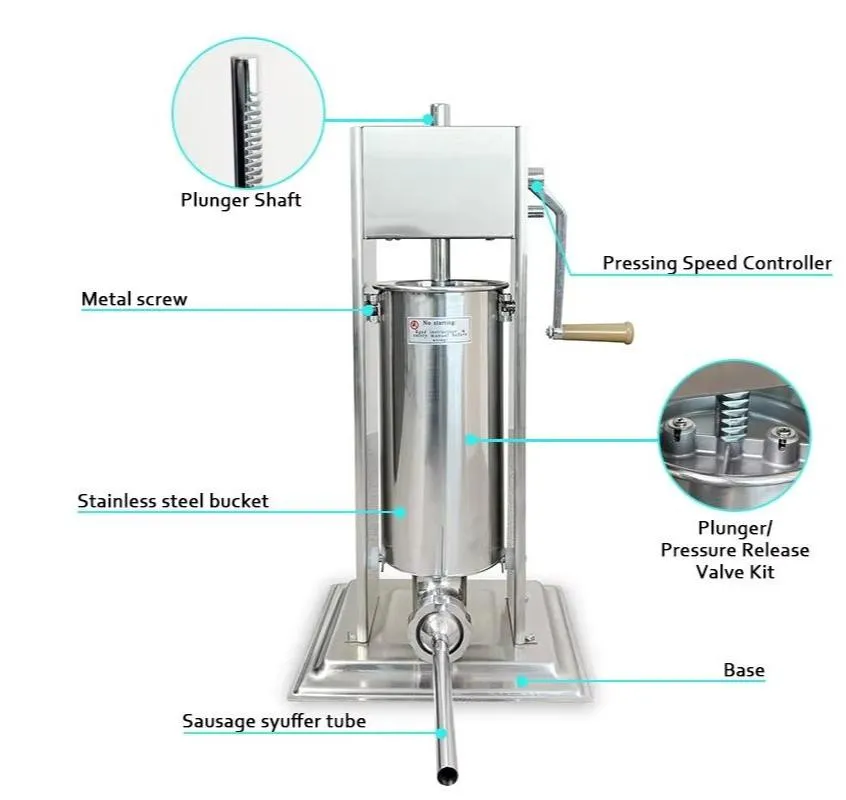 Máquina de Enchimento de Salsichas em Aço Inoxidável de Grau Comercial
