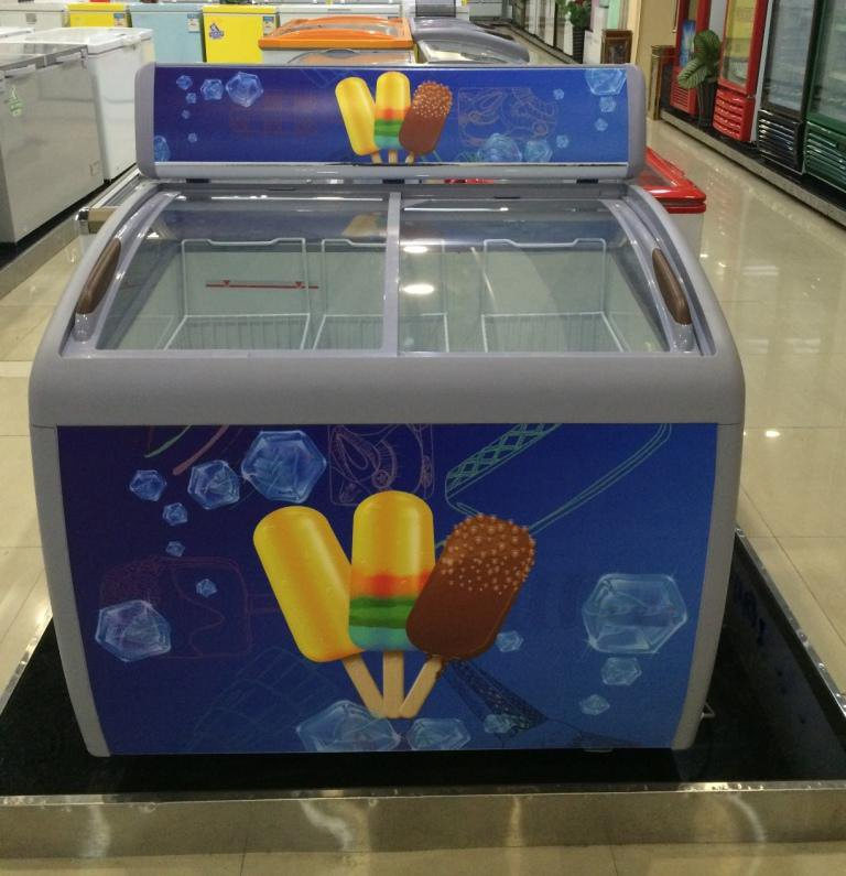 Preço do Freezer de Baú com Porta de Vidro para Exibição Comercial por Atacado