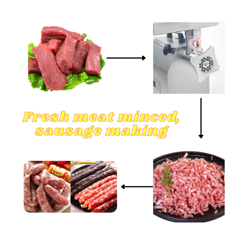 Moedor de Carne Industrial de Aço Inoxidável com Alta Velocidade para Processamento de Alimentos em Restaurante