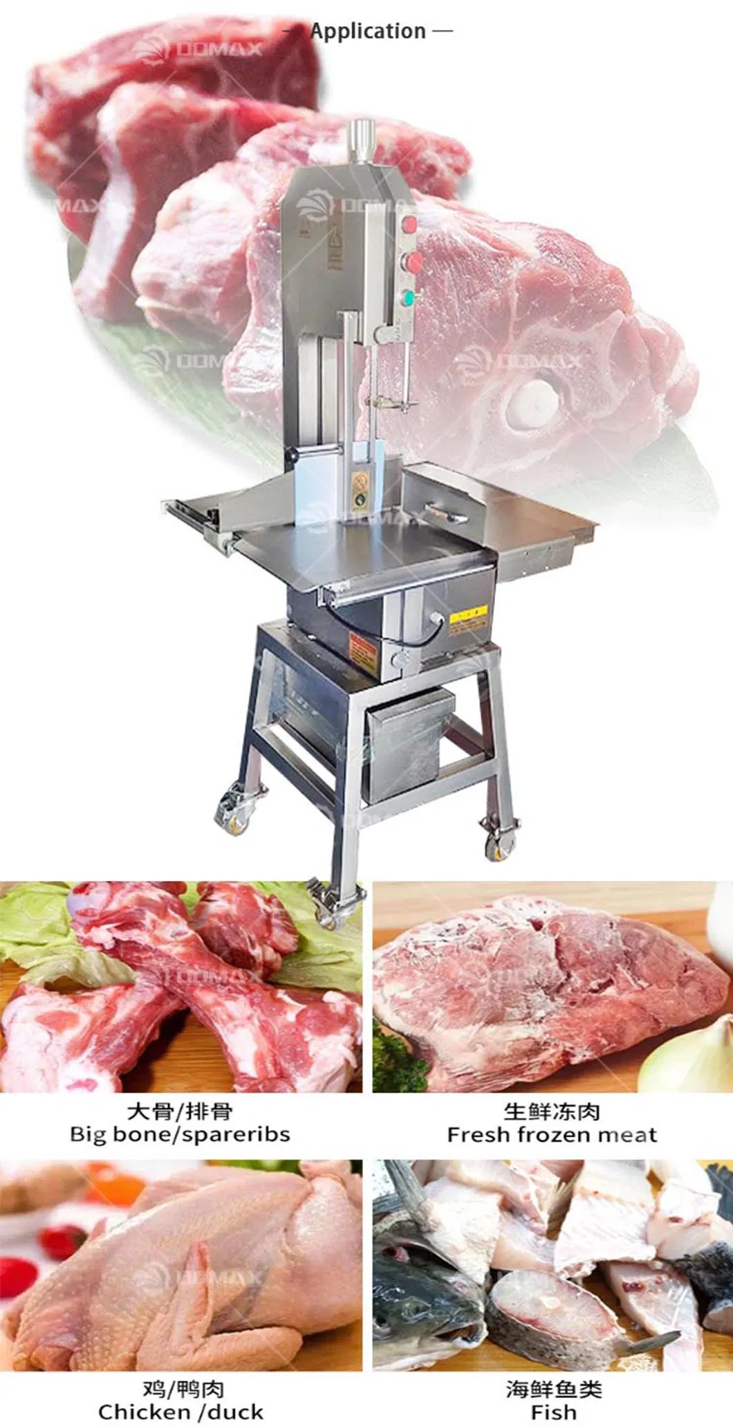 Máquina de Corte de Ossos para Cortar Pernil de Porco, Costelas, Peixe Congelado com Alta Produção Automática