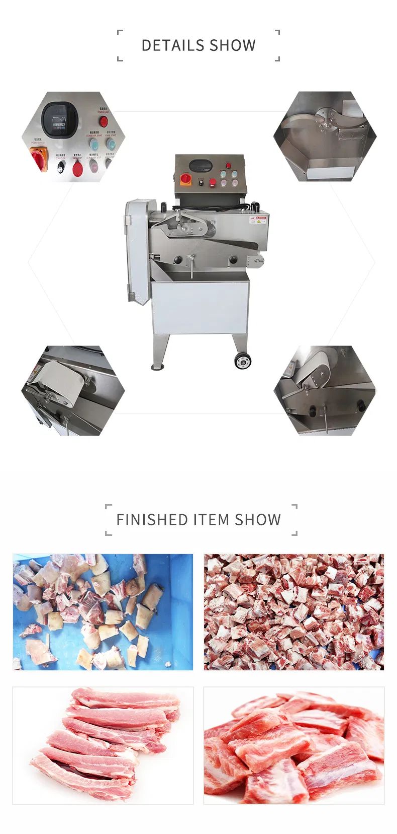 Máquina Industrial de Corte de Carne para Costelas e Cubos Congelados
