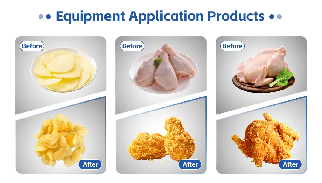 Sistema de Fritura Contínua Fritadeira Industrial para Anéis de Cebola e Nuggets de Frango