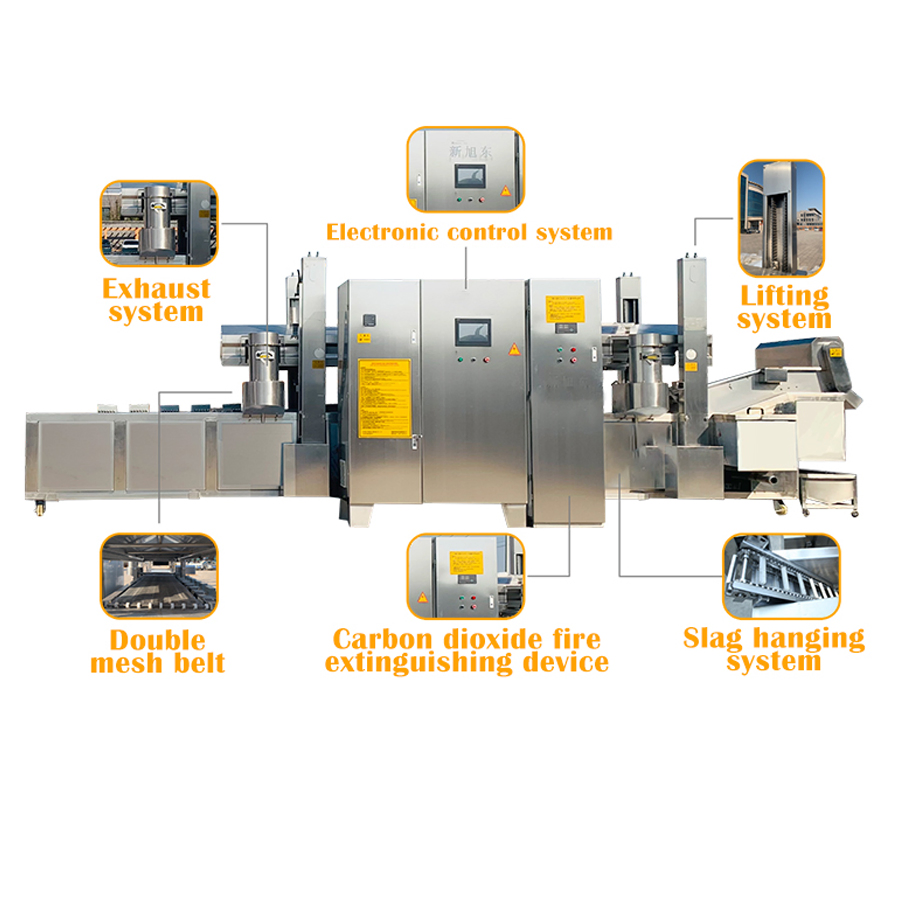 Máquina de Fritura Automática Equipamento Comercial Fritadeira Contínua Máquina de Rolos de Sorvete Frito Sistema de Purgação