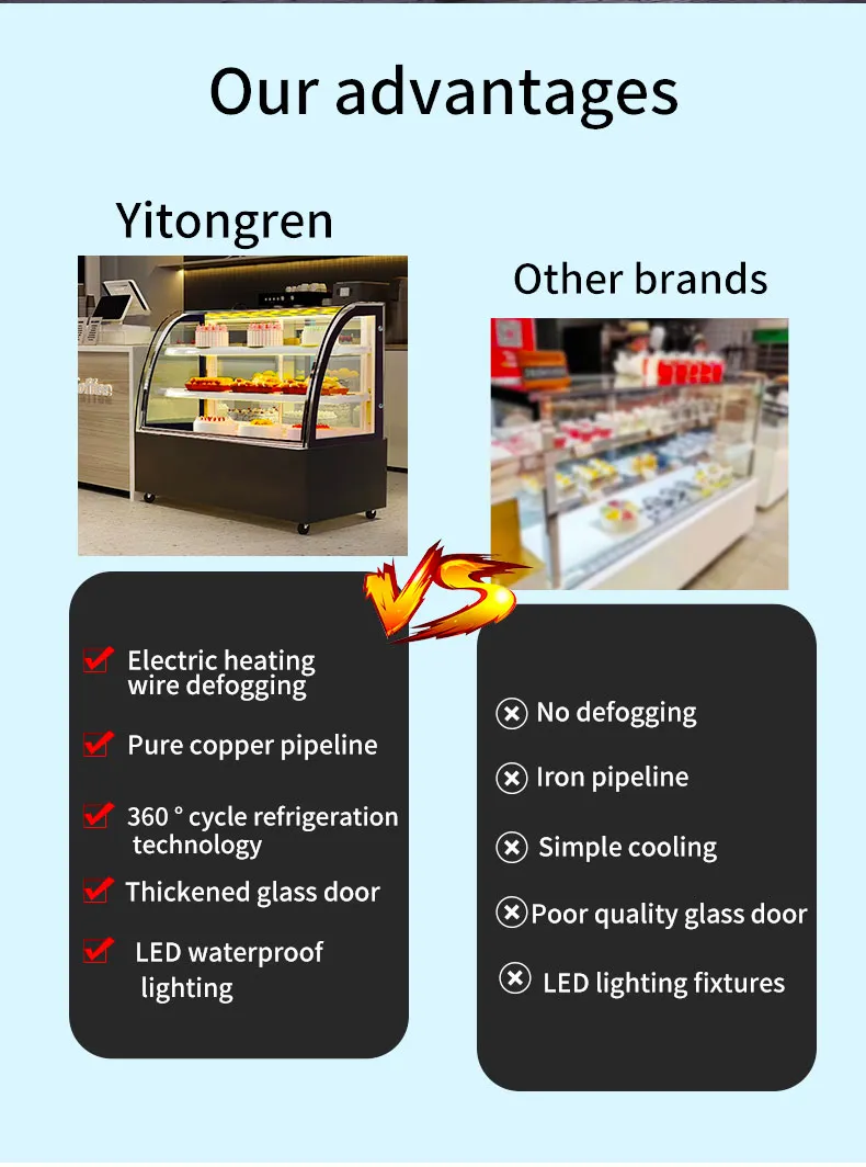 Refrigerador Congelador Comercial de Múltiplas Zonas para Bolos, Delicatessen, Sushi e Frutas Tropicais