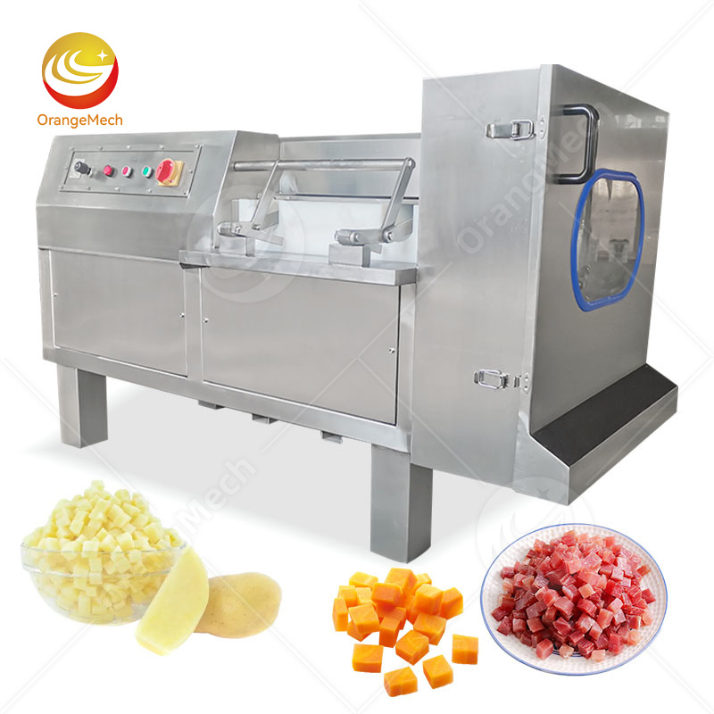 Máquina de corte e picar industrial em aço inoxidável para frutas, vegetais, carne, carne congelada, carne bovina, coco, batata, bacon, peixe e tofu