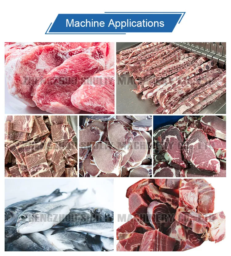 Máquina de Serrar Ossos Automática Contínua, Máquina de Cortar Carne Congelada em Cubos