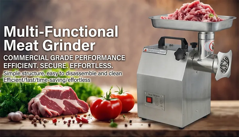 Moedor de Carne Industrial de Aço Inoxidável com Alta Velocidade para Processamento de Alimentos em Restaurante