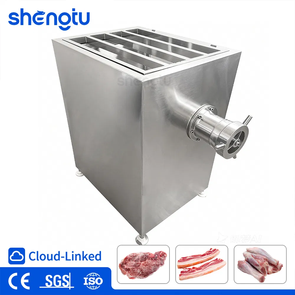 Moedor de Carne Fresca Congelada Industrial Elétrico CE Comercial de Alta Capacidade em Aço Inoxidável para Produção de Linguiça, Máquina de Mistura e Moagem de Peixe e Carne para Restaurante