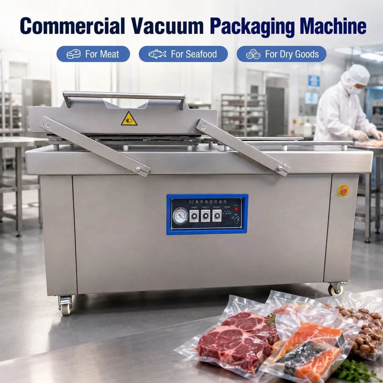 Equipamento de Embalagem a Vácuo Industrial para Fábrica de Carne e Linha de Processamento de Alimentos