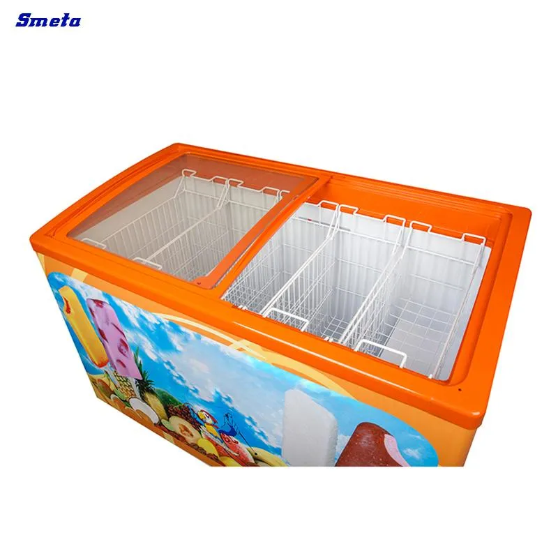 Preço do Freezer de Baú com Porta de Vidro para Exibição Comercial por Atacado
