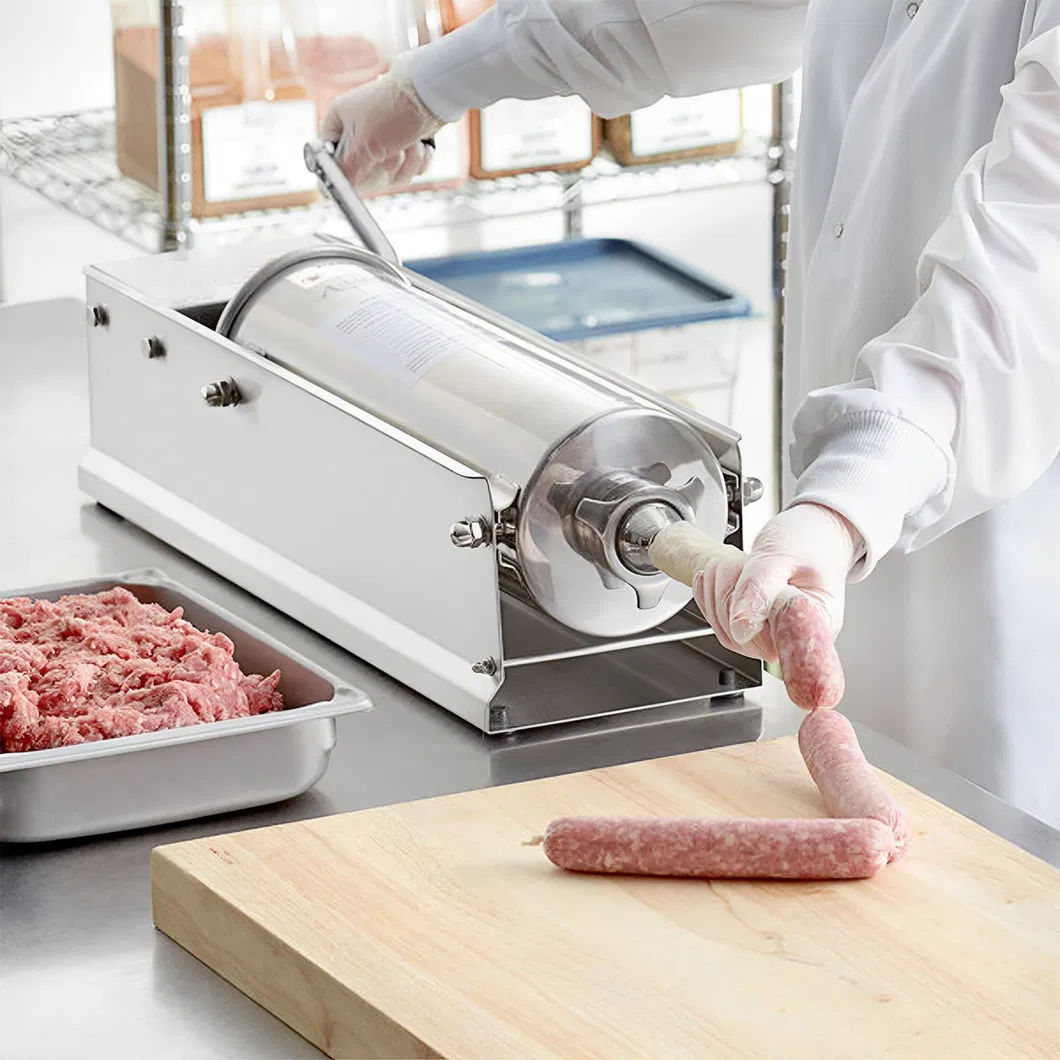 Máquina de Processamento de Alimentos de Carne Comercial 7L Máquina Manual de Fazer Cachorro-Quente, Enchedor de Linguiça, Fabricante de Linguiça, Enchedor de Linguiça Horizontal Wfmfc7l