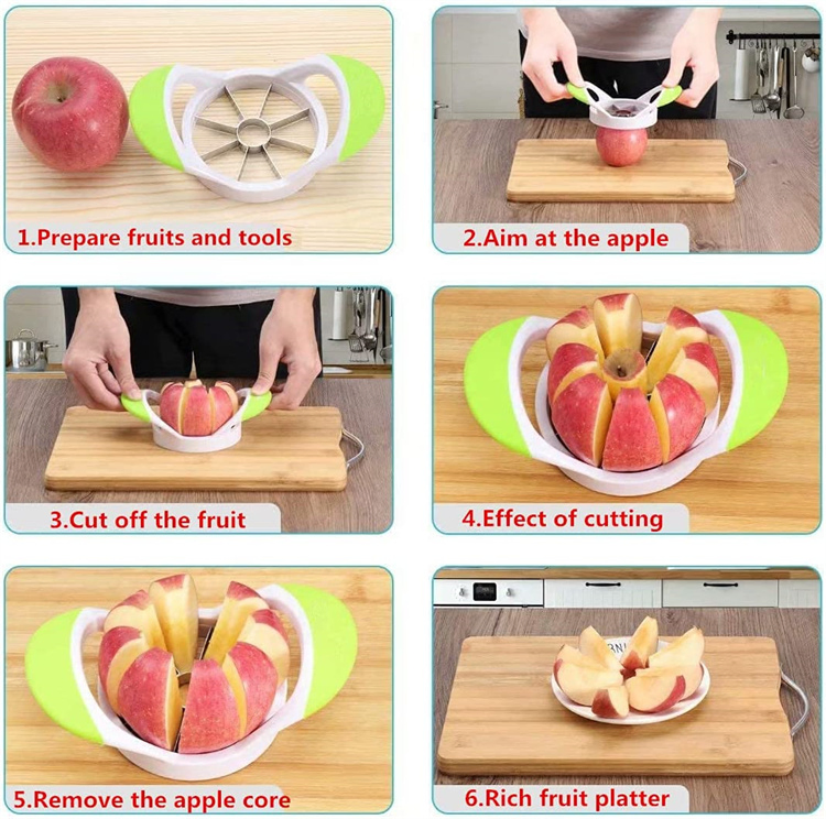 Cortador de Ovos Multifuncional de Cozinha Cortador de Frutas de Aço Inoxidável para Maçã, Manga e Legumes
