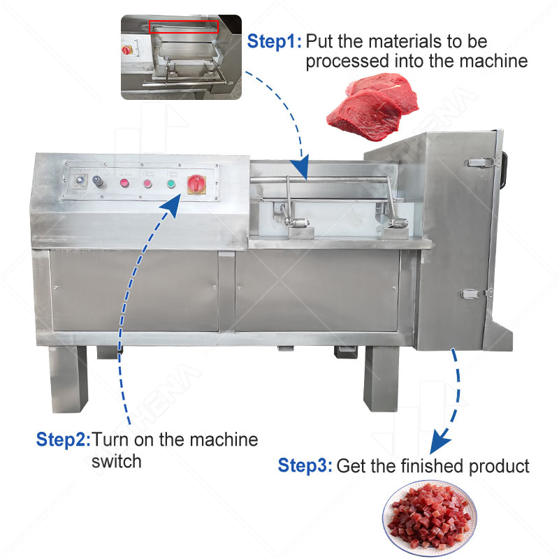 Máquina de Corte em Cubos de Carne de Carneiro Congelada Industrial, Carne Seca, Aves, Ossos de Peixe, Alho, Batata, Abóbora, Cenoura