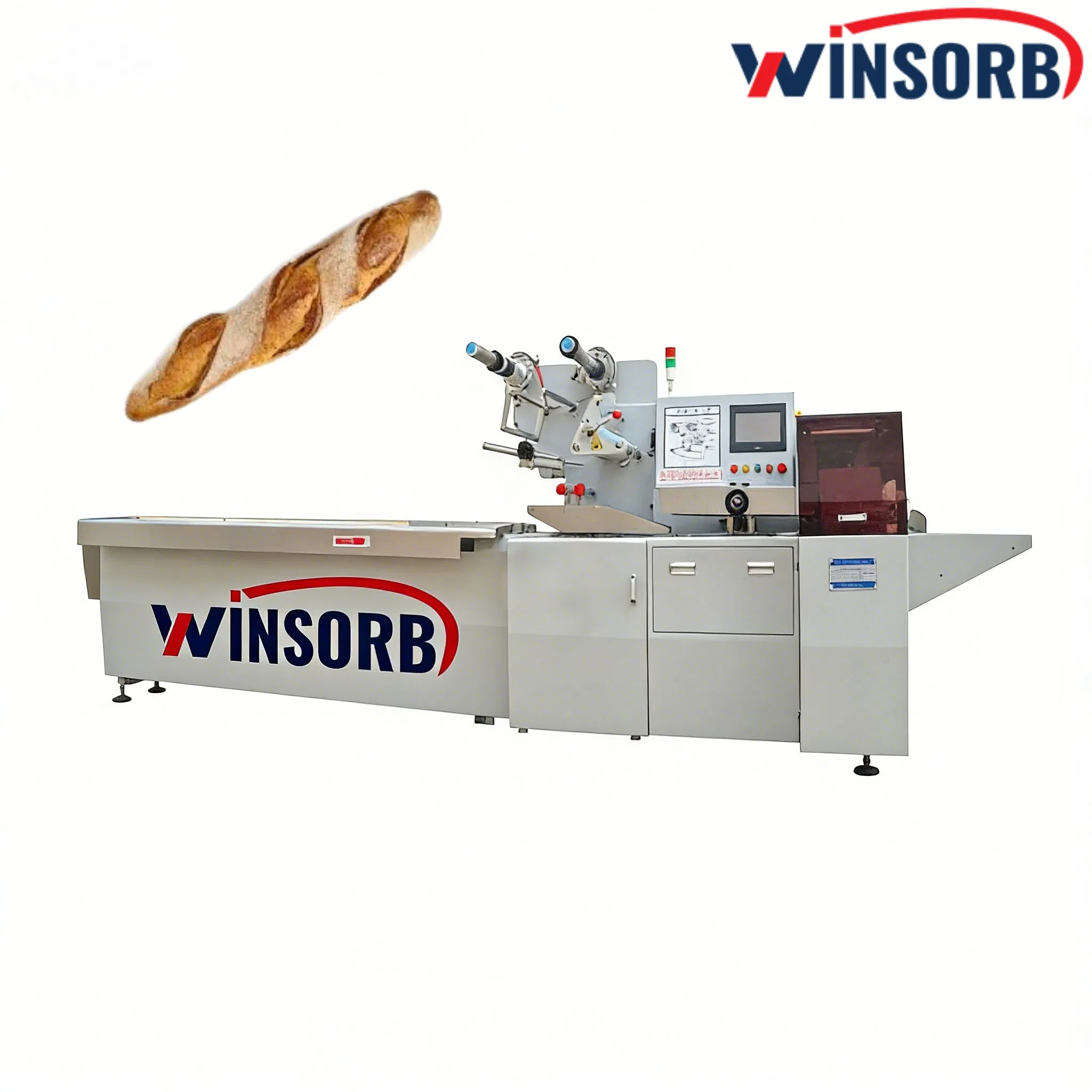Wba-F450 Automatic Bakery Bread Bag Cake Biscuit Toast Big Rotary Pastry Food Flow Vacuum Horizontal Auto Bread Packaging Equipment