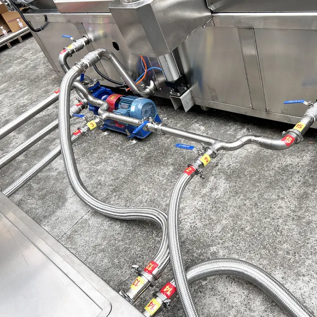 Sistema de Fritura Contínua Fritadeira Industrial para Anéis de Cebola e Nuggets de Frango