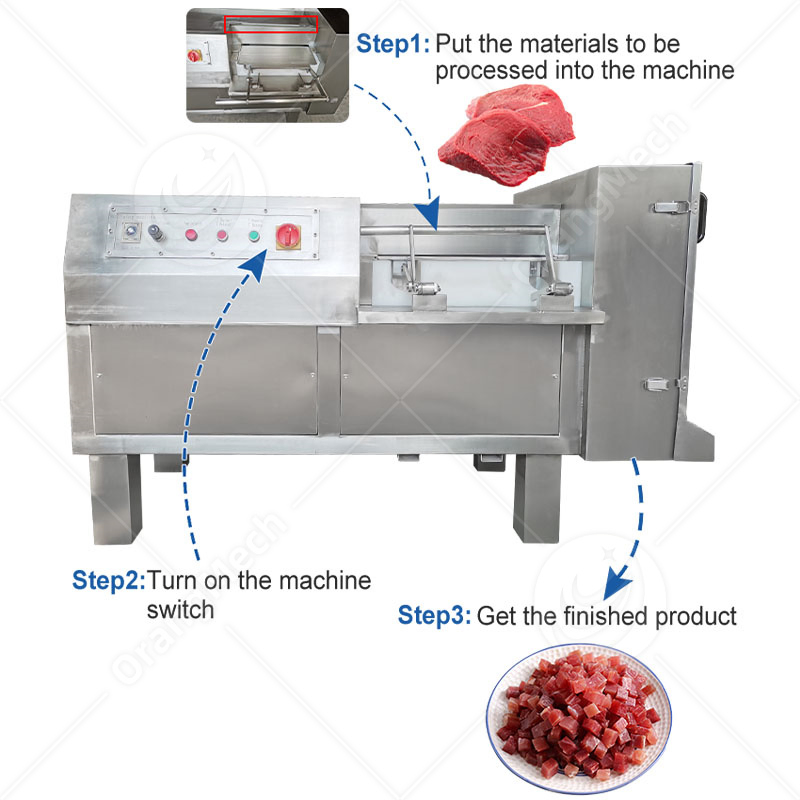 Máquina de corte e picar industrial em aço inoxidável para frutas, vegetais, carne, carne congelada, carne bovina, coco, batata, bacon, peixe e tofu