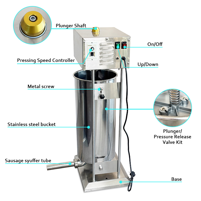 Máquina de Encher Salsichas em Aço Inoxidável com Capacidade de Processador de Alimentos