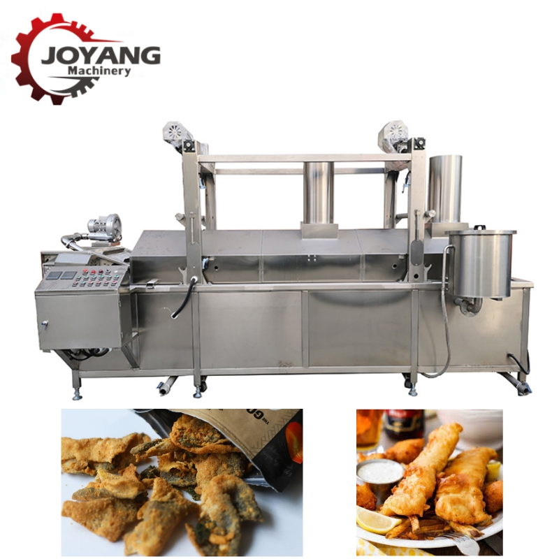 Fritadeira Contínua Avançada para Processamento Industrial de Snacks Fritos e Frutos do Mar