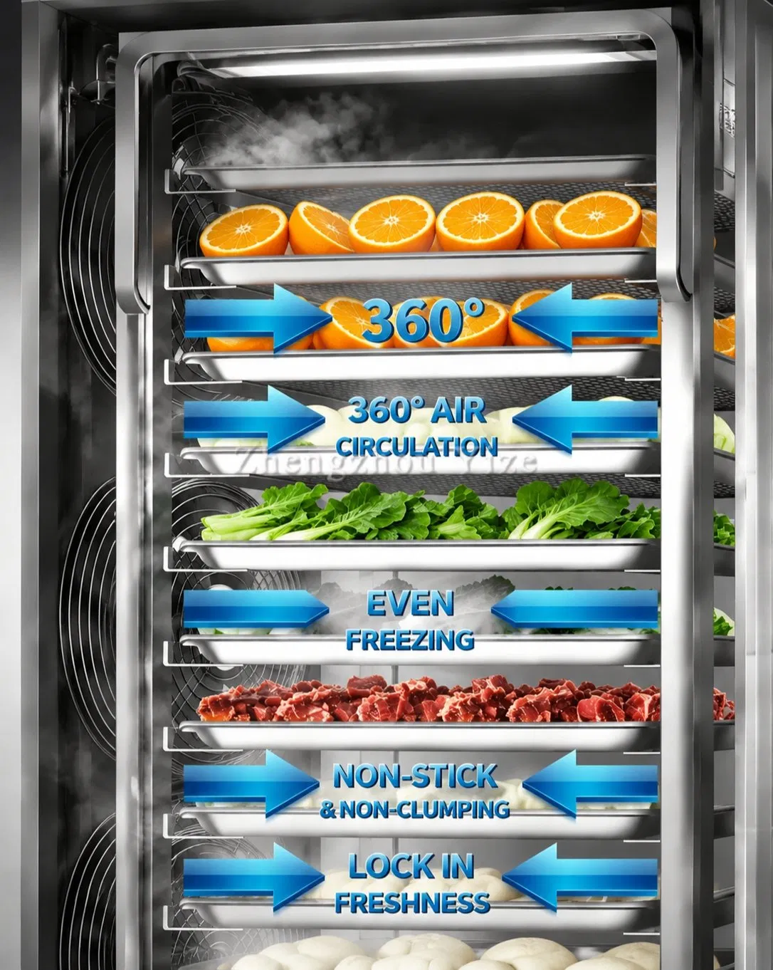 Máquina de Congelador Comercial e Chiller Rápido para a Indústria de Processamento de Alimentos