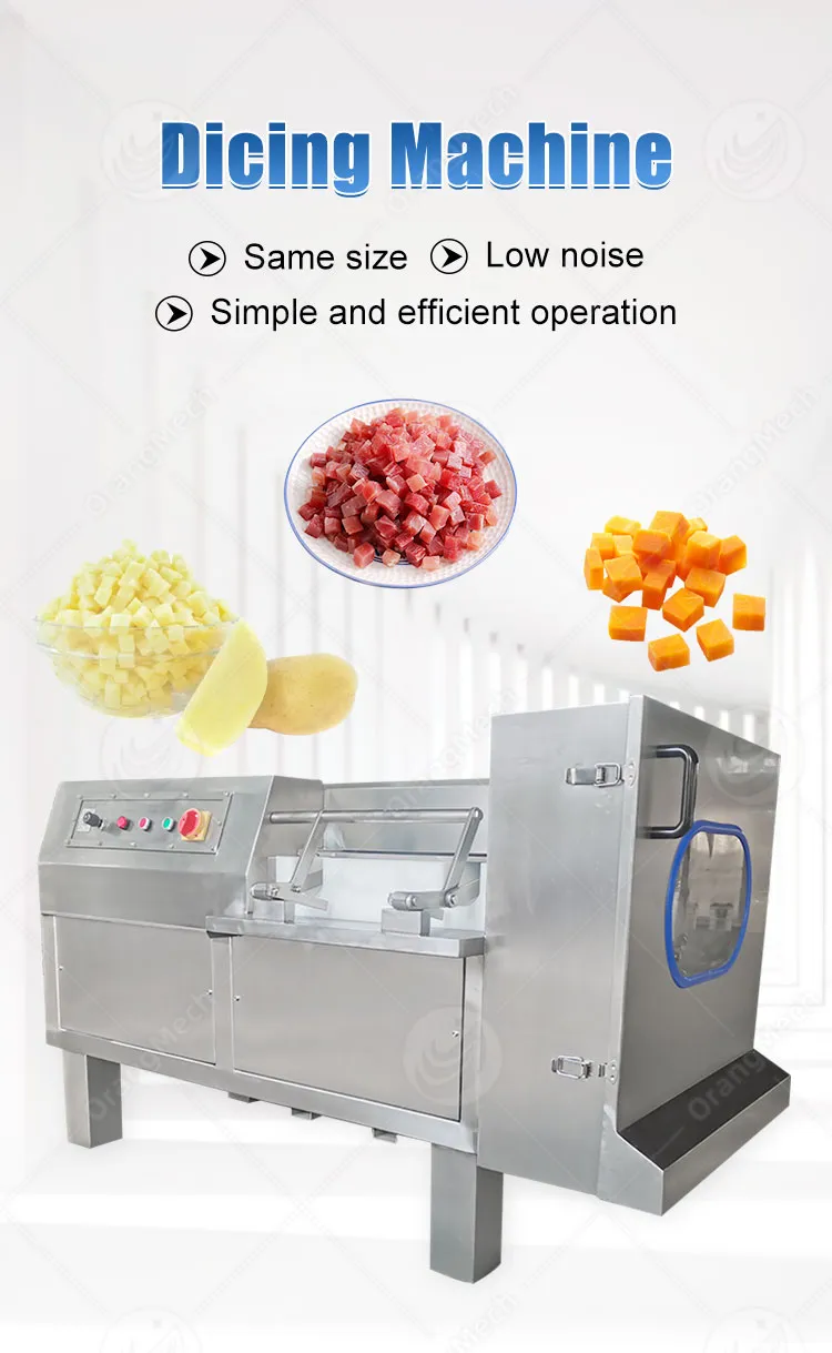 Máquina de corte e picar industrial em aço inoxidável para frutas, vegetais, carne, carne congelada, carne bovina, coco, batata, bacon, peixe e tofu