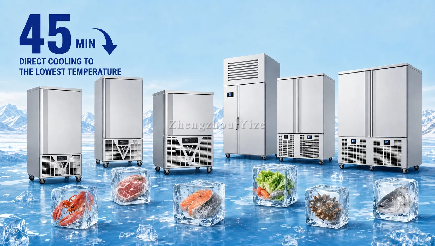 Máquina de Congelador Comercial e Chiller Rápido para a Indústria de Processamento de Alimentos