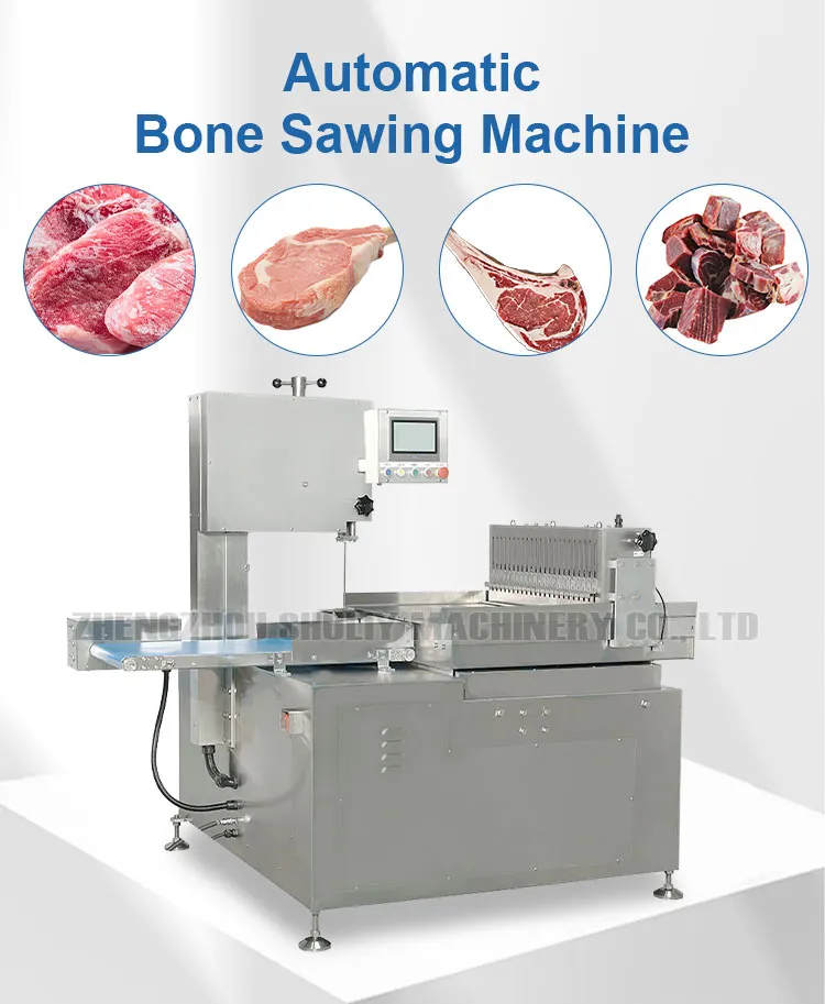 Máquina de Serrar Ossos Automática Contínua, Máquina de Cortar Carne Congelada em Cubos