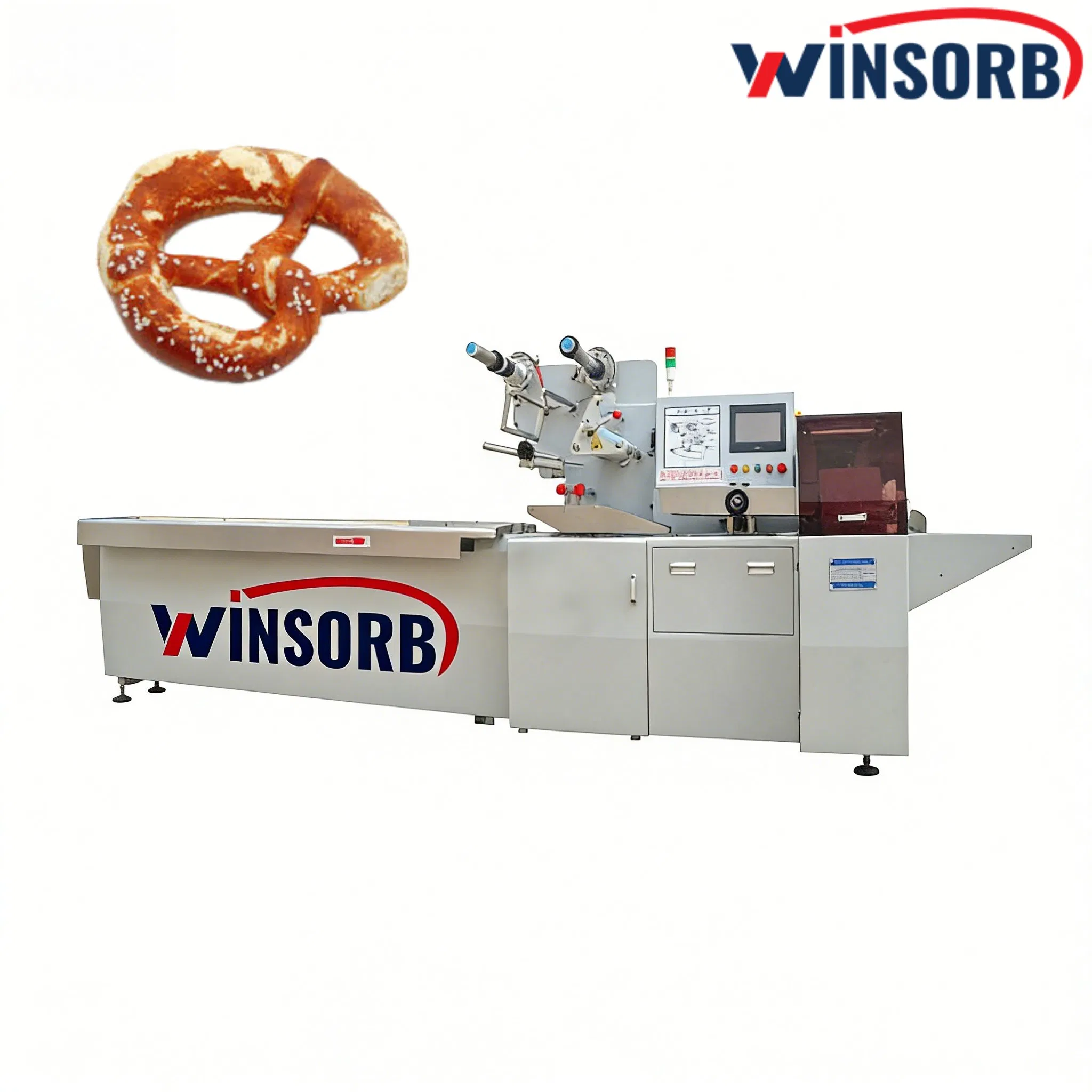 Wba-F450 Automatic Bakery Bread Bag Cake Biscuit Toast Big Rotary Pastry Food Flow Vacuum Horizontal Auto Bread Packaging Equipment