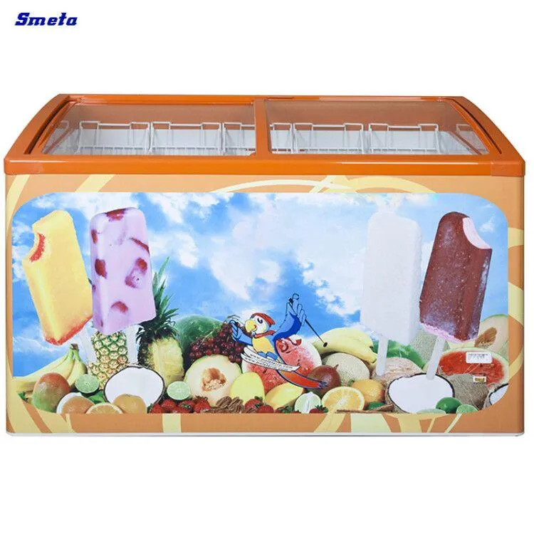 Preço do Freezer de Baú com Porta de Vidro para Exibição Comercial por Atacado