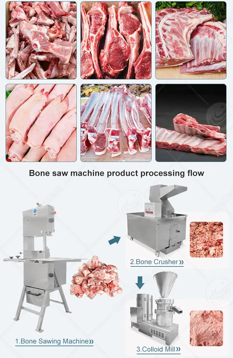 Máquina de Corte de Carne Elétrica Automática Comercial Pequena Portátil para Açougue com Serra de Osso