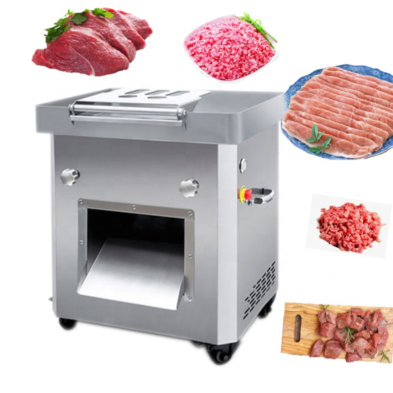 Máquina Industrial de Corte de Carne Fresca em Aço Inoxidável, Fatiadora Automática de Carne, Pequena Máquina Elétrica de Dicer de Carne