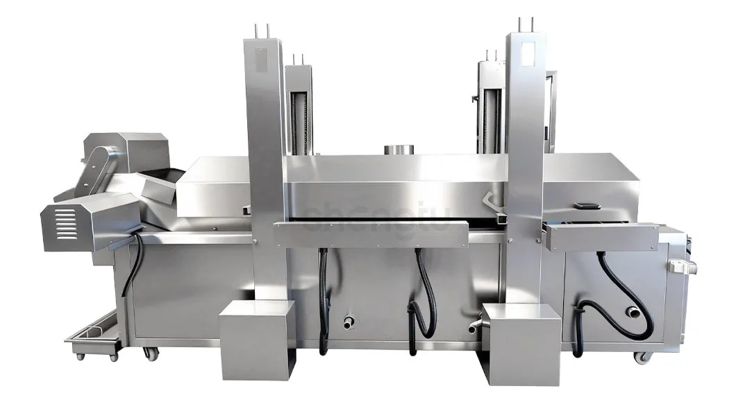Sistema de Fritura Contínua Fritadeira Industrial para Anéis de Cebola e Nuggets de Frango