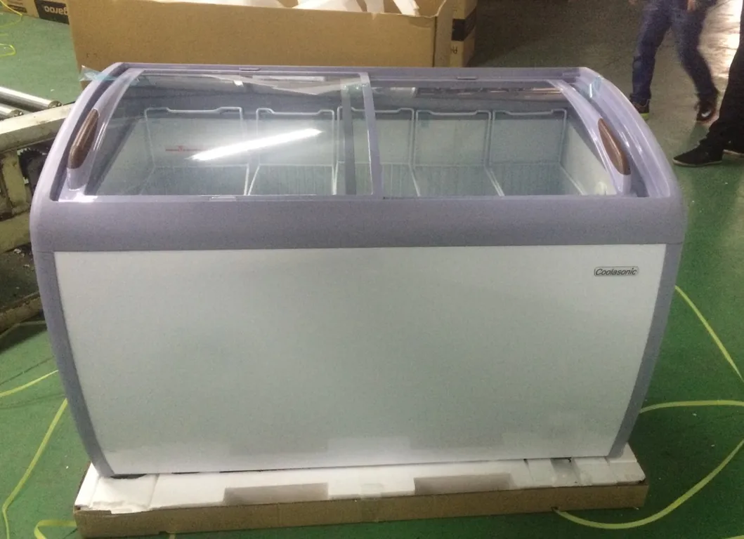 Preço do Freezer de Baú com Porta de Vidro para Exibição Comercial por Atacado