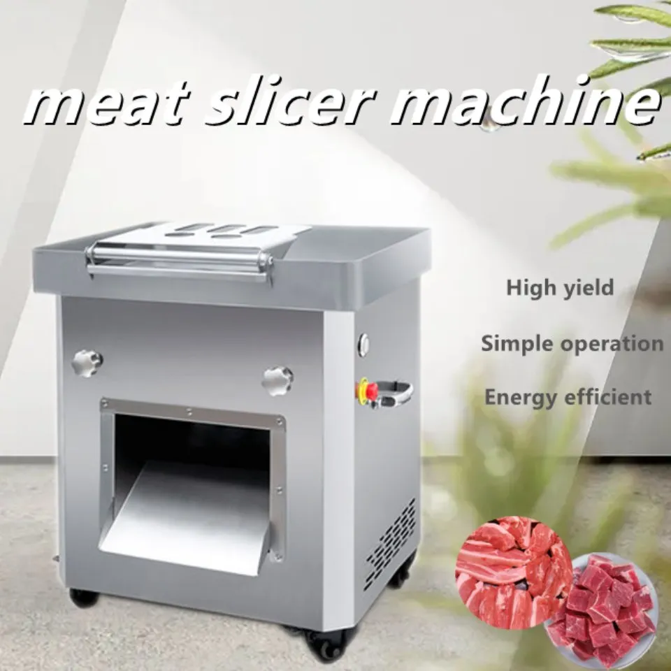 Máquina Industrial de Corte de Carne Fresca em Aço Inoxidável, Fatiadora Automática de Carne, Pequena Máquina Elétrica de Dicer de Carne