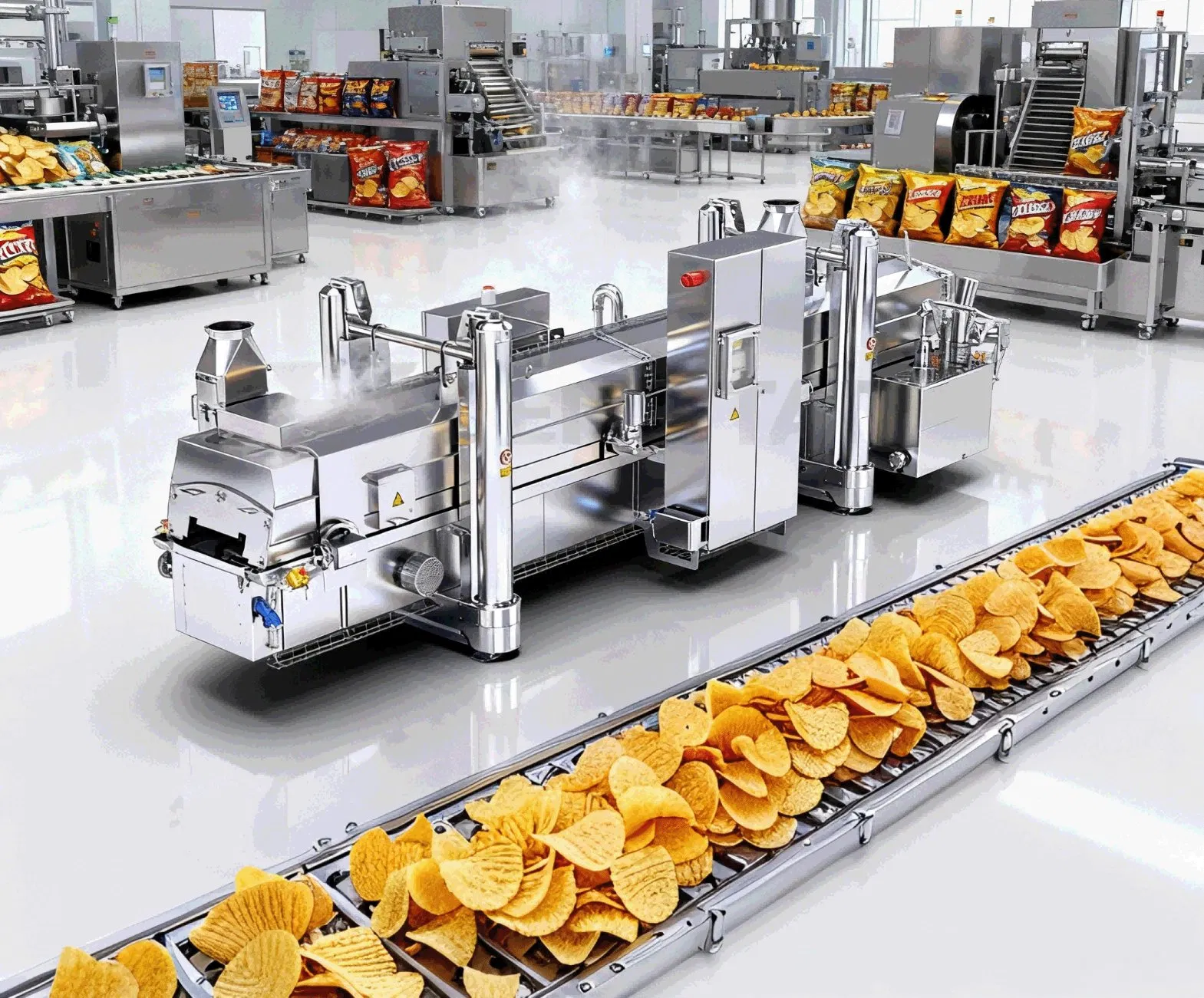 Sistema de Fritura Contínua Comercial para Linha de Produção de Fast Food