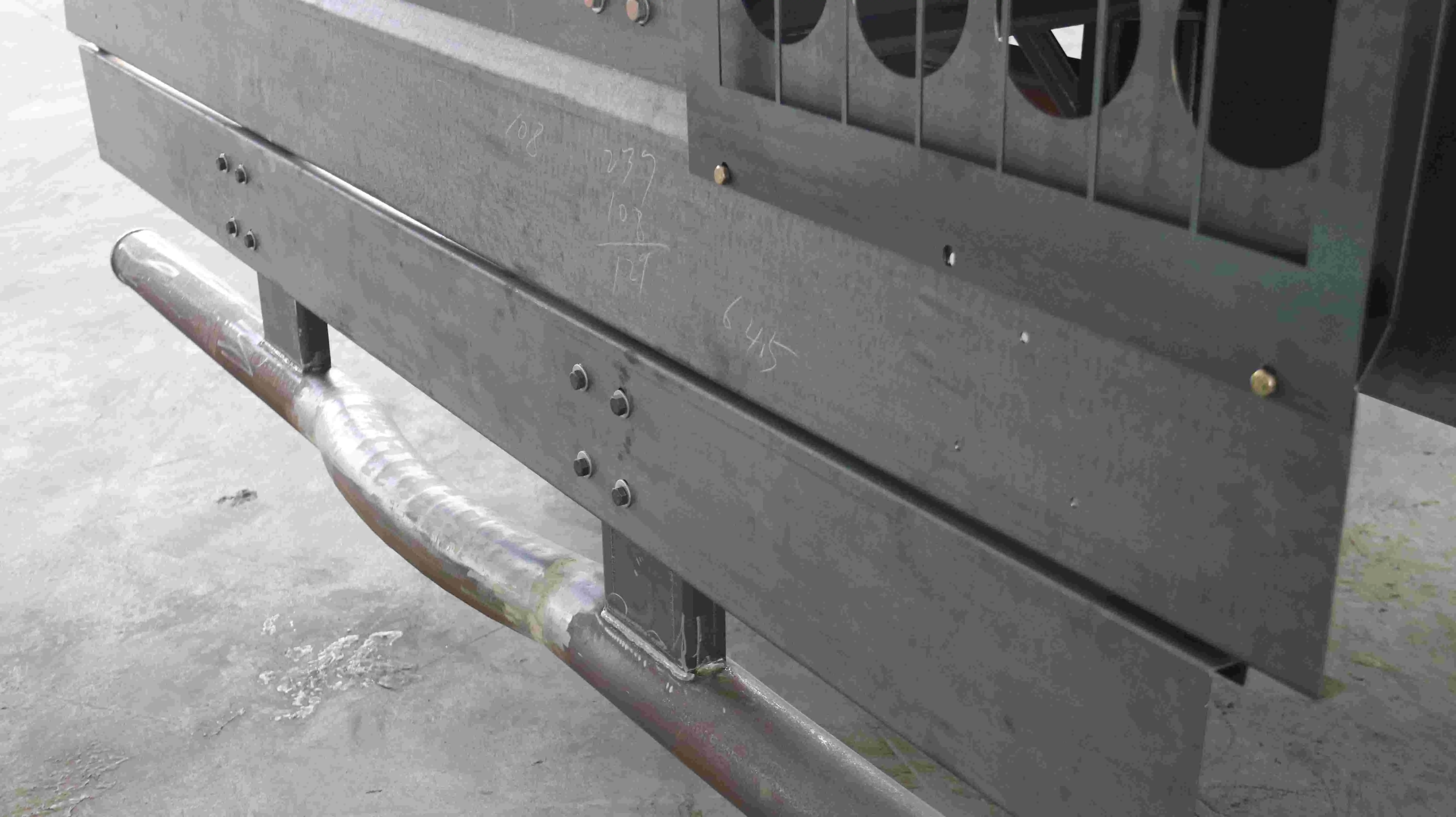 Flatbed semi trailer side view