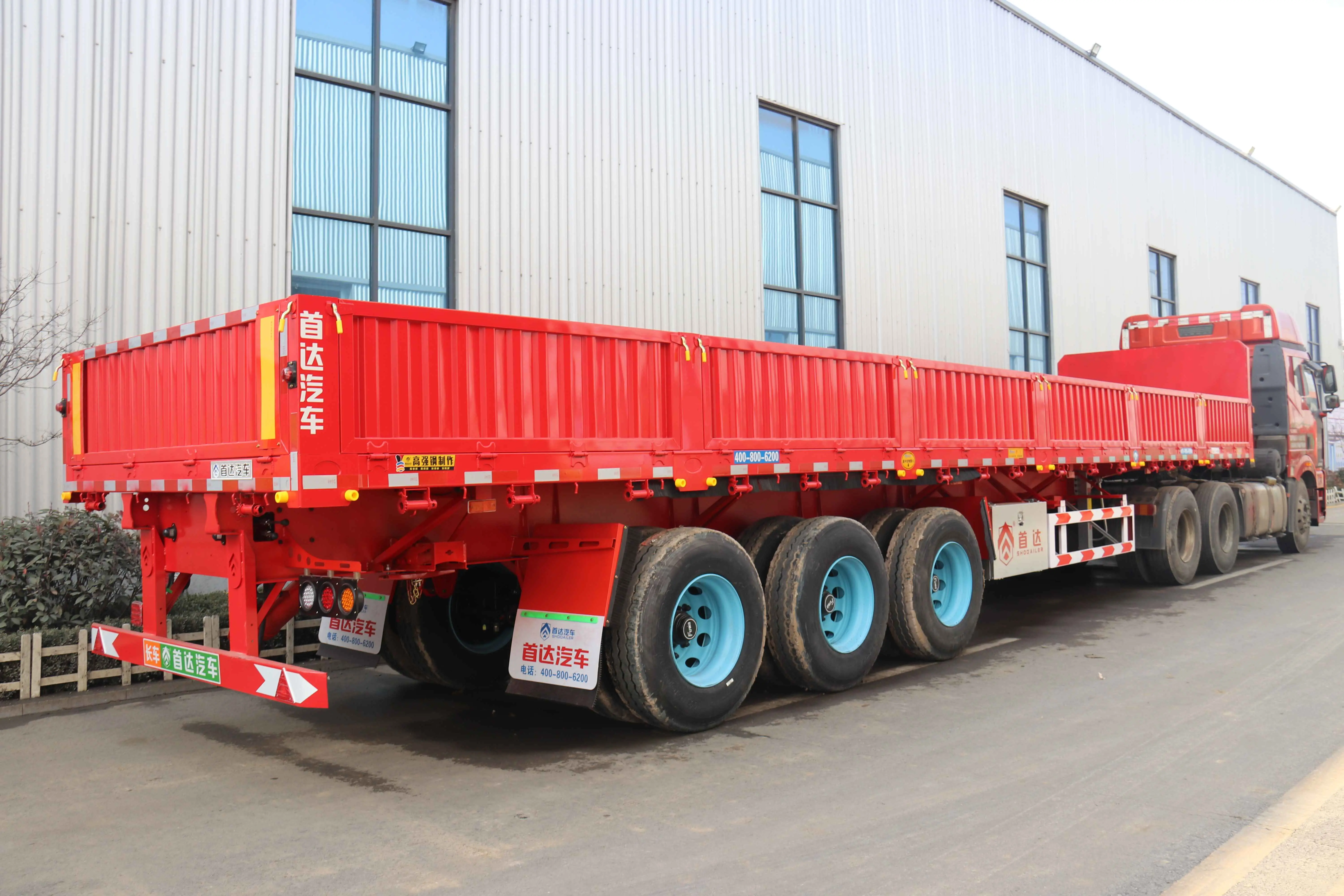 3 Axles Bogie Suspension Side Tipper Dump Semi Trailer