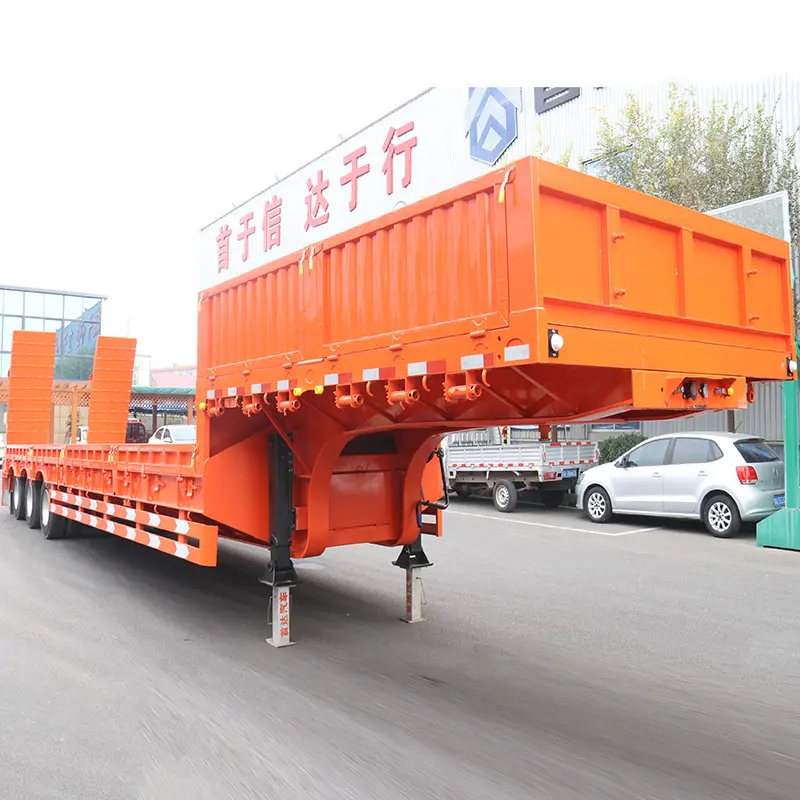 Flat Type 3 Axle Lowbed Trailer Manila