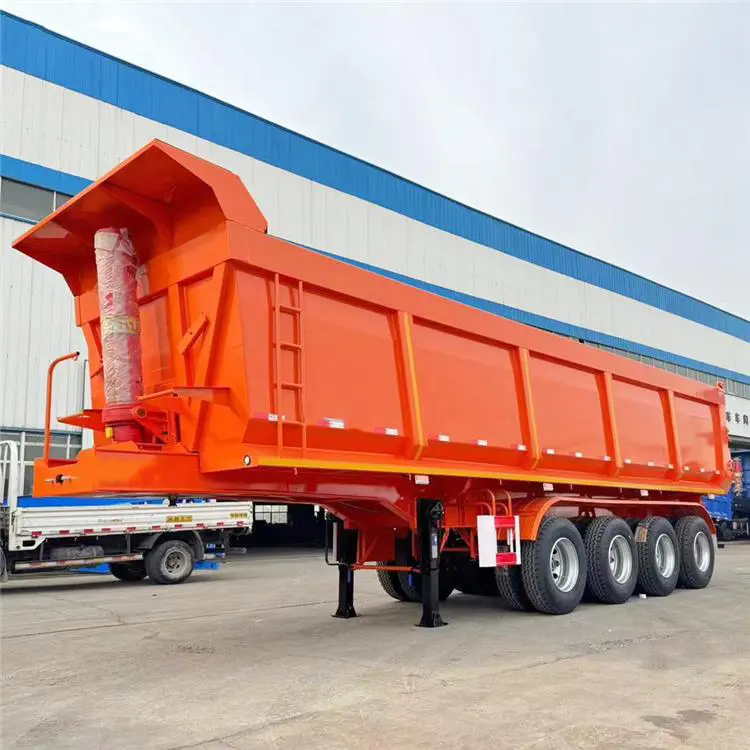 China Heavy Machine Transport Rear Dump Semi Trailer Supplier, Factory